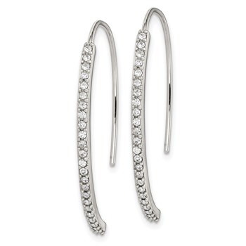 Sterling Silver Rhodium-plated Crystal Threader Dangle Earrings — alternate view