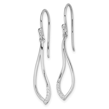 Sterling Silver Rhodium-plated Polished CZ Dangle Earrings — alternate view