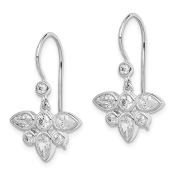 Sterling Silver Rhodium Plated CZ Dangle Earrings — alternate view