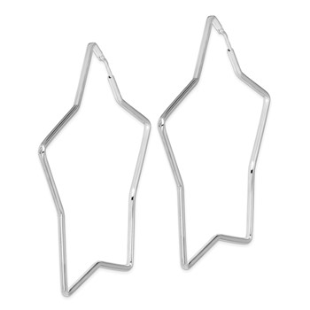 Sterling Silver Rhodium-Plated 2mm Star Hoop Earrings — alternate view