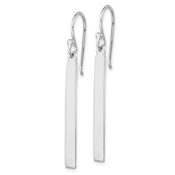 Sterling Silver Rhodium-plated Polished Bar Dangle Earrings — alternate view