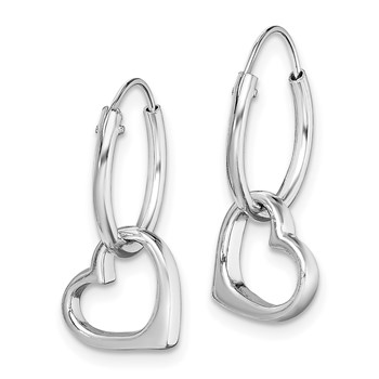 Sterling Silver Rhodium-plated Heart Hoop Earring — alternate view