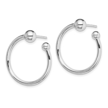 Sterling Silver Rhodium-plated Hoop Post Earrings — alternate view