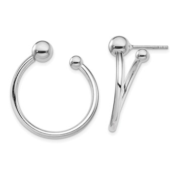 Sterling Silver Rhodium-plated Hoop Post Earrings