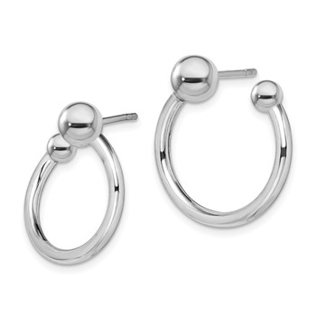 Sterling Silver Rhodium-plated Hoop Post Earrings — alternate view