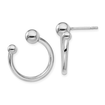 Sterling Silver Rhodium-plated Hoop Post Earrings