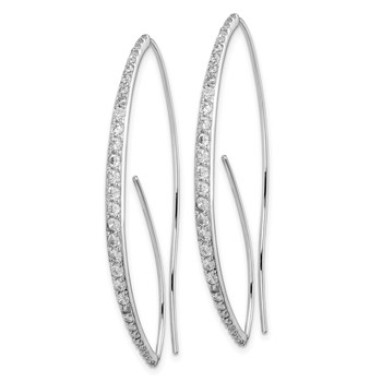Sterling Silver Rhodium-plated CZ Threader Earrings — alternate view