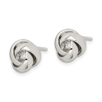 Sterling Silver Rhodium-plated Polished 9mm Love Knot Post Earrings — alternate view