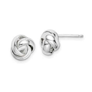 Sterling Silver Rhodium-plated Polished 9mm Love Knot Post Earrings