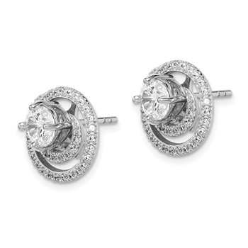 Sterling Silver Rhodium-plated 6mm Round CZ w/Swirl Jackets Earrings — alternate view