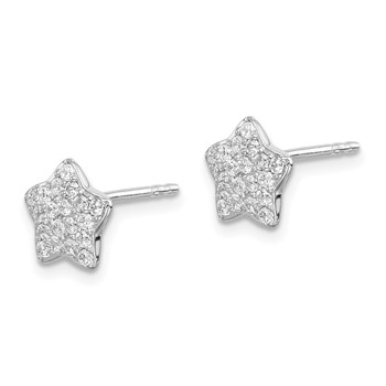 Sterling Silver Rhodium-plated CZ Star Post Earrings — alternate view
