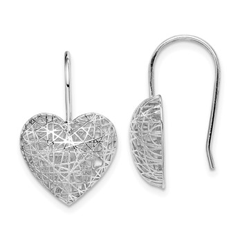 Sterling Silver Rhodium-plated Heart Dangle Earrings