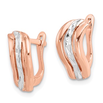 Sterling Silver Rose-tone and Diamond Cut Hoop Earrings — alternate view