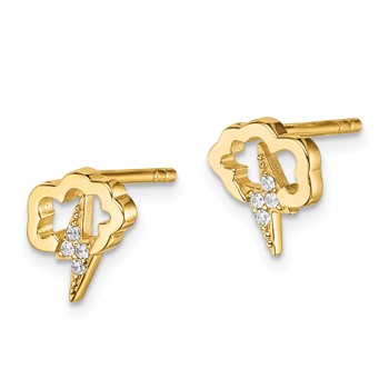 Sterling Silver Gold-tone CZ Storm Cloud Post Earrings — alternate view