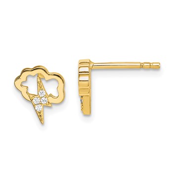 Sterling Silver Gold-tone CZ Storm Cloud Post Earrings