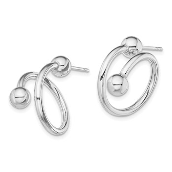 Sterling Silver Rhodium-plated Coil Hoop Post Earrings — alternate view