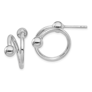 Sterling Silver Rhodium-plated Coil Hoop Post Earrings