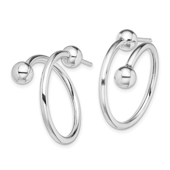 Sterling Silver Rhodium-plated Coil Hoop Post Earrings — alternate view