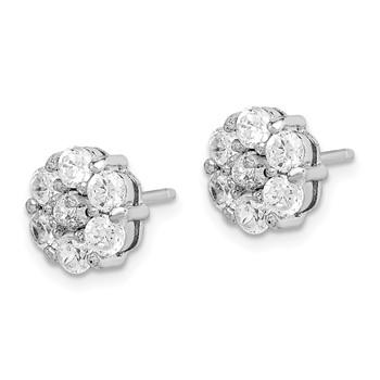Sterling Silver Rhodium-plated Polished CZ Flower Cluster Post Earrings — alternate view