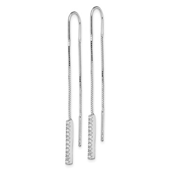Sterling Silver Rhodium-plated CZ Threader Earrings — alternate view