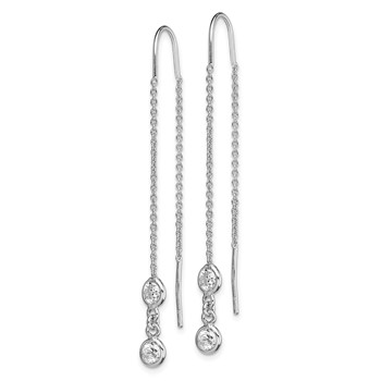 Sterling Silver Rhodium-plated CZ Threader Earrings — alternate view