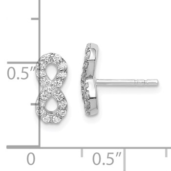 Sterling Silver Rhodium-plated Polished CZ Infinity Post Earrings — alternate view