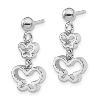 Sterling Silver Rhodium-plated Butterfly Dangle Earrings — alternate view