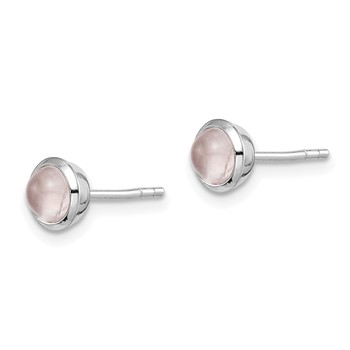 Sterling Silver Rhodium-plated Rose Quartz Post Earrings — alternate view