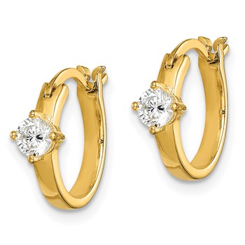 Sterling Silver Gold-tone Square CZ Hoop Earrings — alternate view