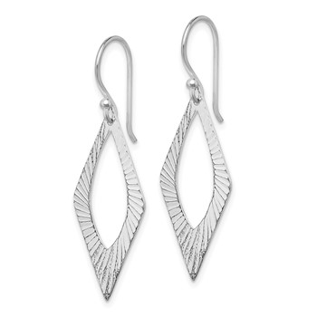 Sterling Silver Rhodium-plated Diamond-cut Geometric Dangle Earrings — alternate view