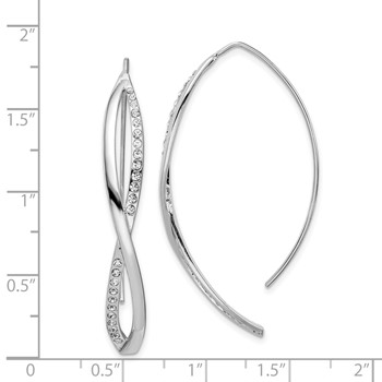 Sterling Silver Rhodium-plated CZ Twisted Threader Earrings — alternate view