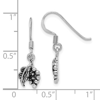 Sterling Silver Rhodium-plated Antiqued Grape Bundle Dangle Earring — alternate view