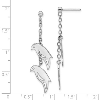 Sterling Silver Rhodium-plated Two Birds Dangle Post Earring — alternate view