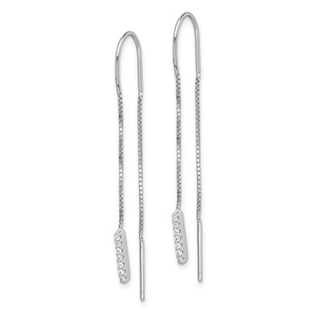 Sterling Silver Rhodium-plated CZ Threader Earrings — alternate view