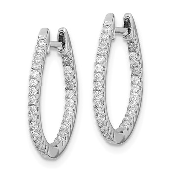 Sterling Silver Rhodium-plated CZ In/Out Hinged Hoop Earrings — alternate view