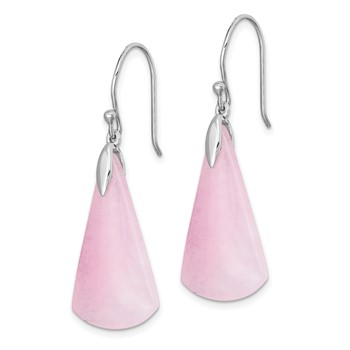 Sterling Silver Rhodium-plated Dyed Pink Quartz Dangle Earrings — alternate view