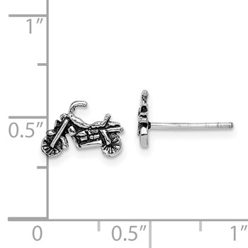 Sterling Silver Rhodium-plated Antiqued Motorcycle Post Earrings — alternate view