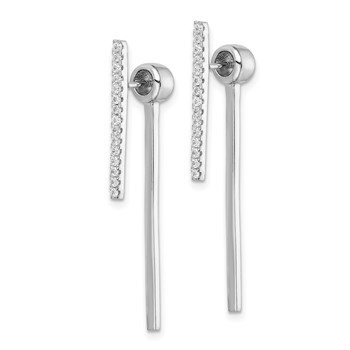 Sterling Silver Rhodium-plated CZ Bar Front and Back Post Earrings — alternate view
