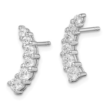 Sterling Silver Rhodium-plated Graduated CZ Curved Post Earrings — alternate view