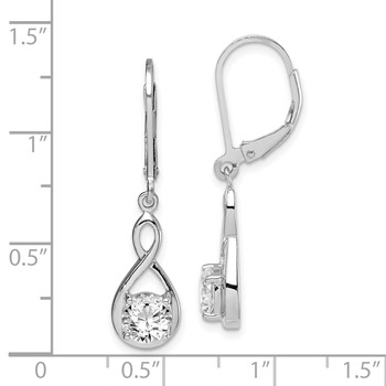 Sterling Silver Rhodium-plated Polished CZ Infinity Leverback Earrings — alternate view