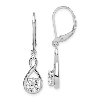 Sterling Silver Rhodium-plated Polished CZ Infinity Leverback Earrings