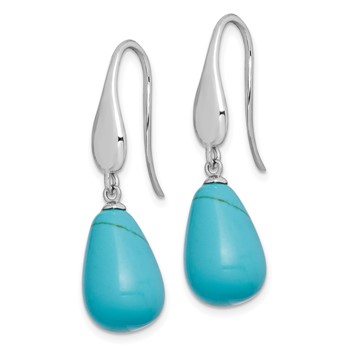 Sterling Silver RH-plated Imitation Turquoise Teardrop Dangle Earrings — alternate view