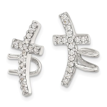 Sterling Silver CZ Cuff Earrings — alternate view