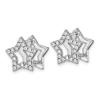 Sterling Silver RH-plate Yellow Enamel Star Crystal Hinged Earrings — alternate view