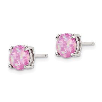 Sterling Silver Polished Pink, White & Blue 7mm Round Created Opal 3 Pair Set of Stud Earrings — alternate view