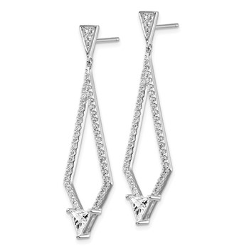 Sterling Shimmer Sterling Silver Rhodium-plated 94 Stone CZ Diamond Shaped Post Dangle Earrings — alternate view