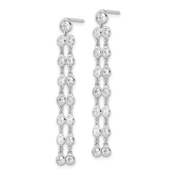 Sterling Shimmer Sterling Silver Rhodium-plated 30 Stone CZ 2 Strand Post Dangle Earrings — alternate view