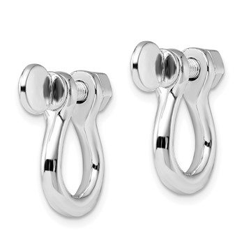De-Ani Sterling Silver Rhodium-Plated Polished Shackle Link Screw Single Earrings — alternate view