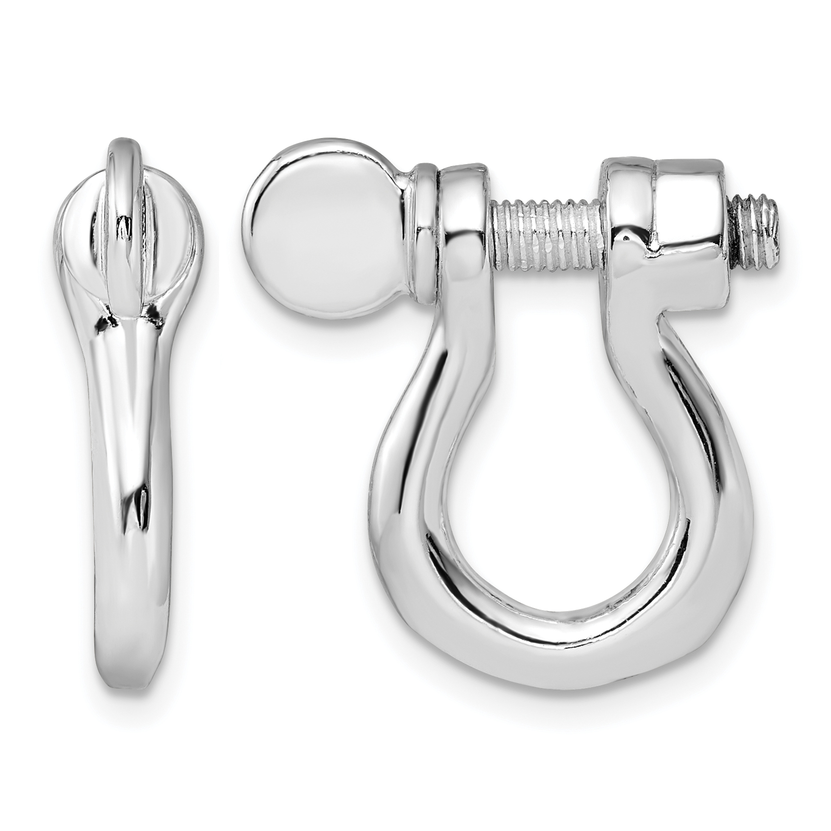 De-Ani Sterling Silver Rhodium-Plated Polished Shackle Link Screw Single Earrings