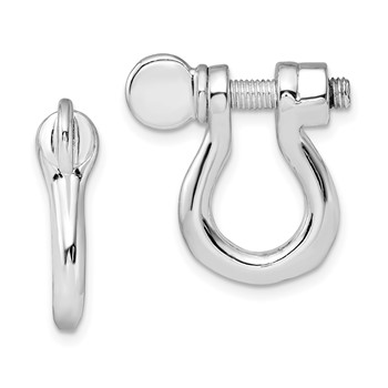 De-Ani Sterling Silver Rhodium-Plated Polished Shackle Link Screw Single Earrings
